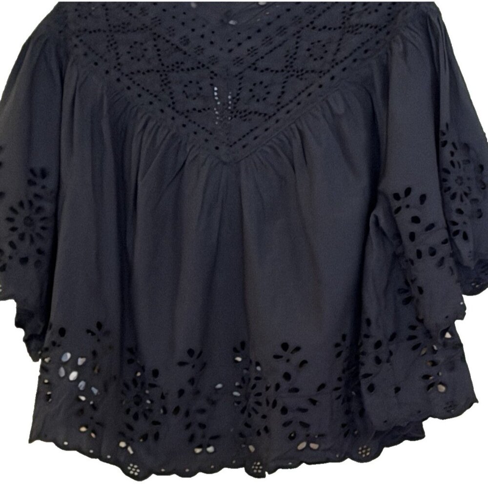 Madewell Black Eyelet Button-Front Blouse - Picture 4 of 8